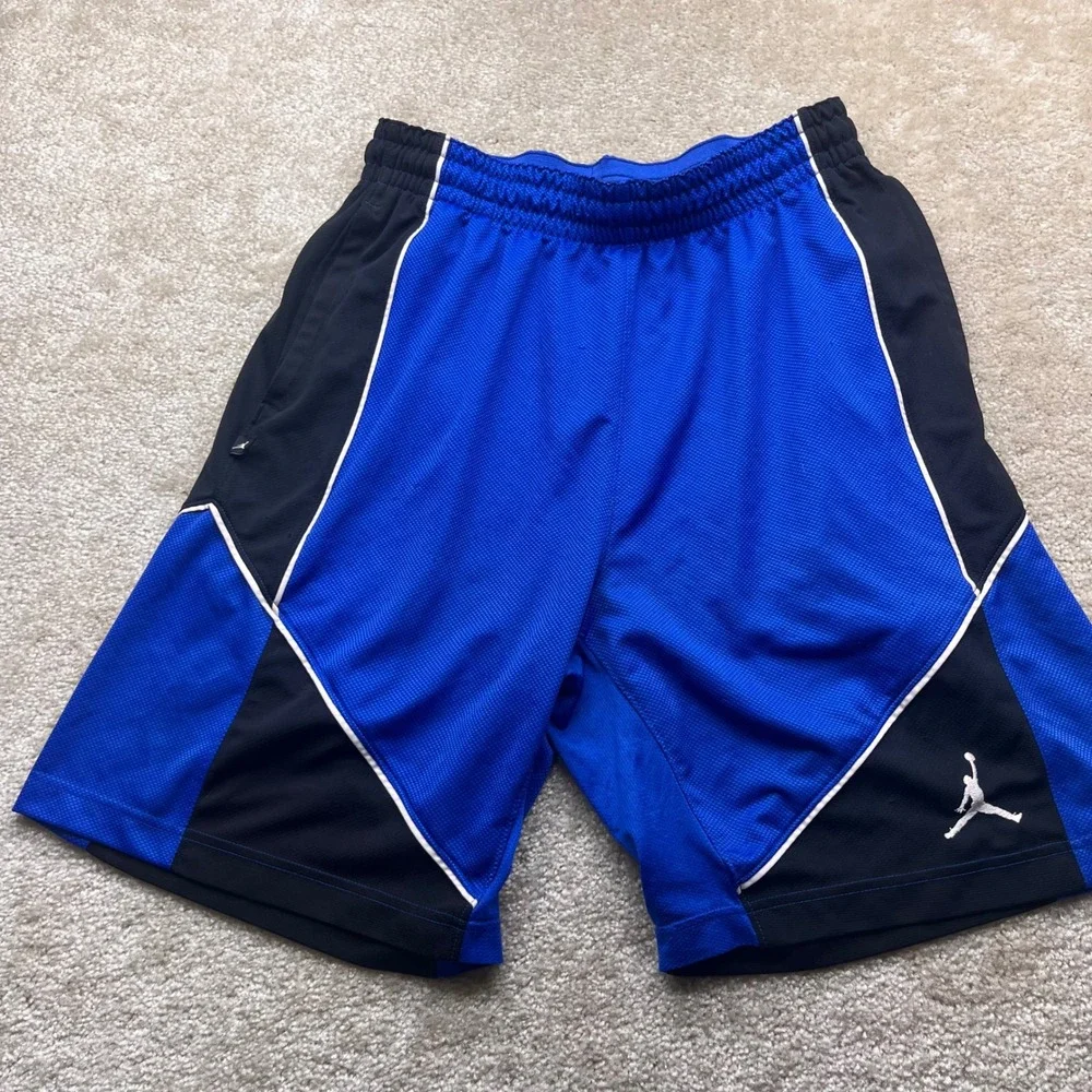 Jordan Mens Dri-FIT Basketball Shorts Blue Black White Jumpman Size L